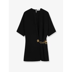 Wrap dress with gold metal charms