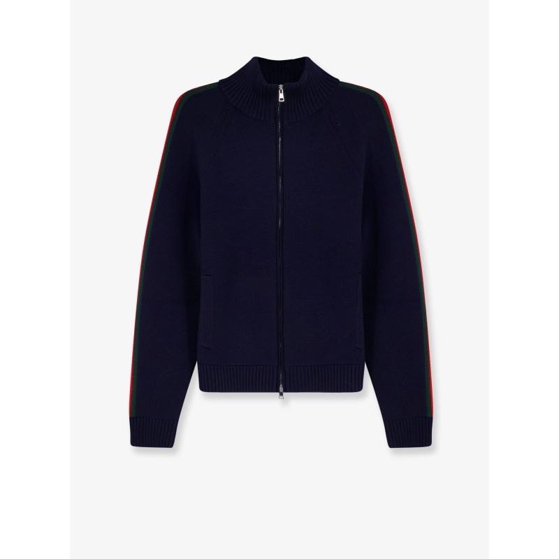 Wool cardigan with Web detail