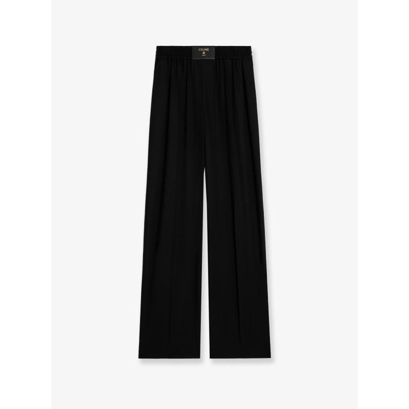 Wool trousers with Logo patch