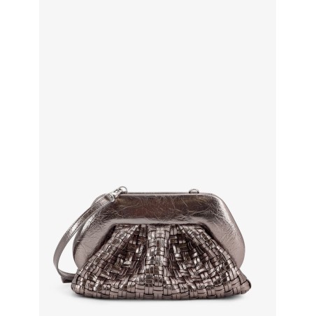 Laminated leather Tia shoulder bag with woven pattern