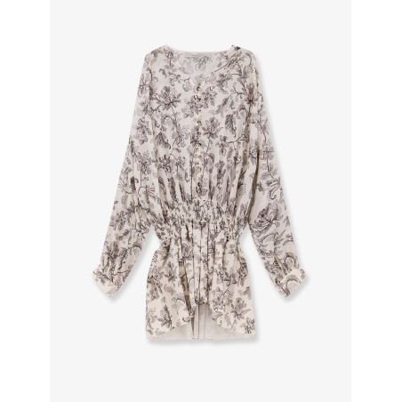 Short cotton dress with floral pattern