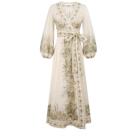 "WONDERLUST" WRAP MIDI DRESS