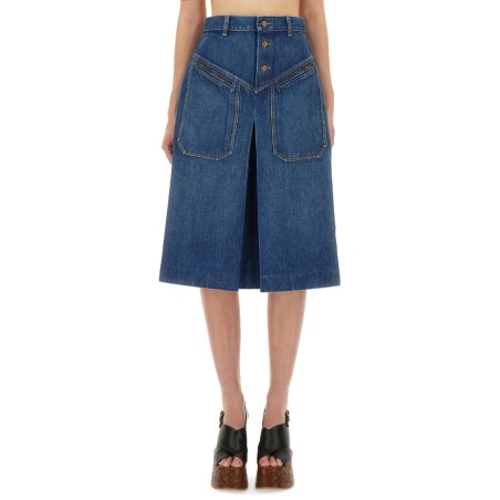 DENIM KNEE-LENGTH SKIRT
