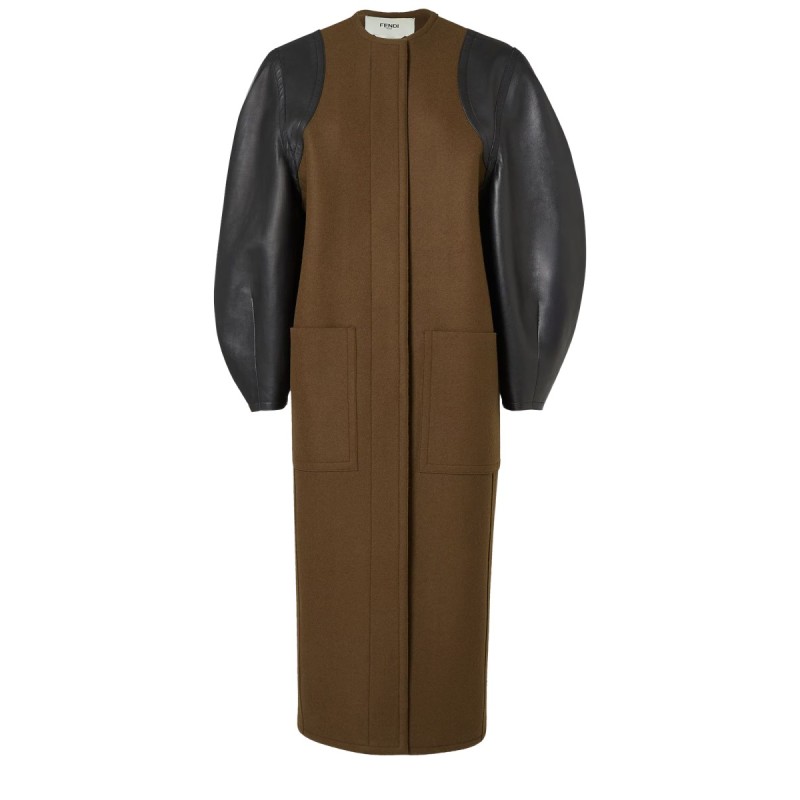 WOOL AND LEATHER COAT