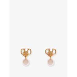 VLogo Signature metal earrings with pearl