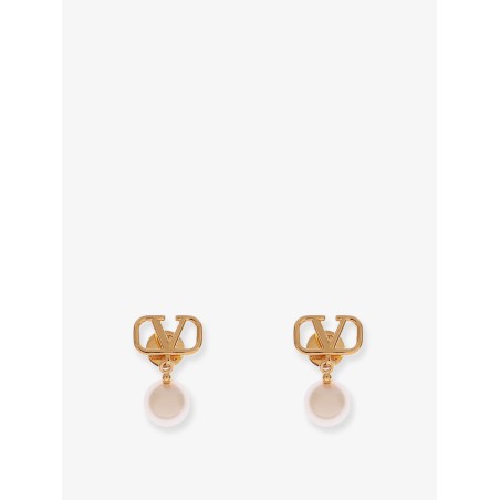 VLogo Signature metal earrings with pearl