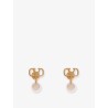 VLogo Signature metal earrings with pearl