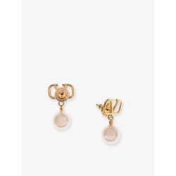 VLogo Signature metal earrings with pearl
