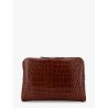 Croco print leather laptop pouch