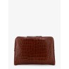Croco print leather laptop pouch
