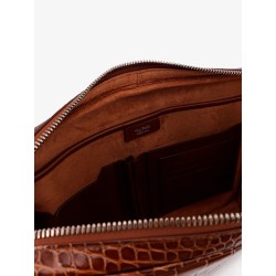 Croco print leather laptop pouch