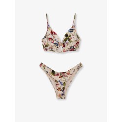 Nylon bikini with floral print