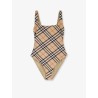 Nylon one-piece swimsuit with check print