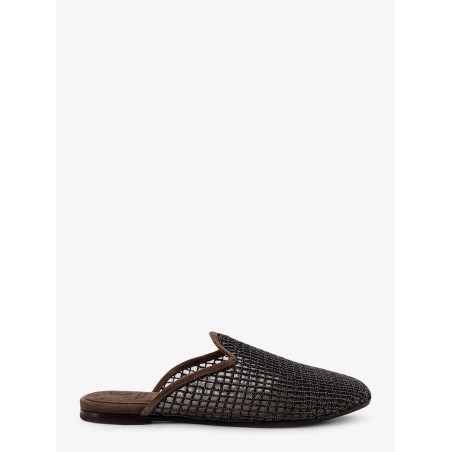 Mesh and suede sandals with Monili details