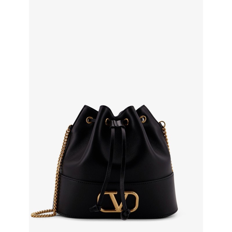 Leather bucket bag with VLogo Signature