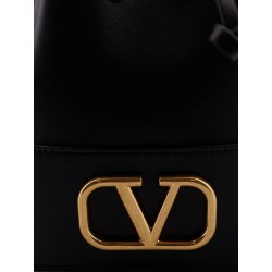Leather bucket bag with VLogo Signature
