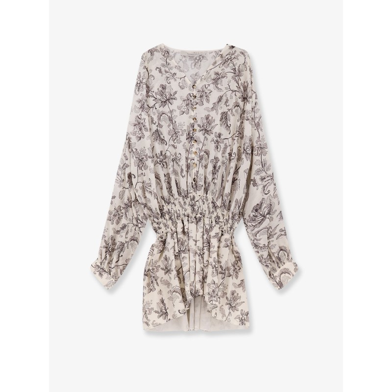 Short cotton dress with floral pattern