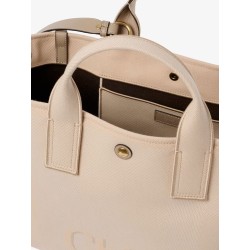 Chloé Carry striped jacquard fabric crossbody bag with oversized logo on the front