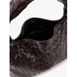 Hop leather shoulder bag with woven effect