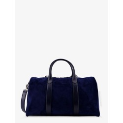 Suede travel bag with engraved logo on the front