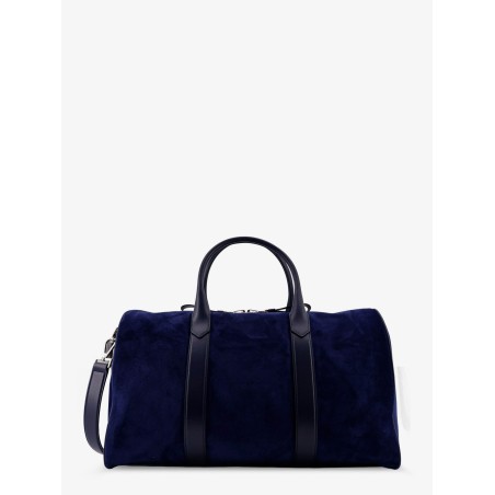 Suede travel bag with engraved logo on the front