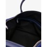 Suede travel bag with engraved logo on the front