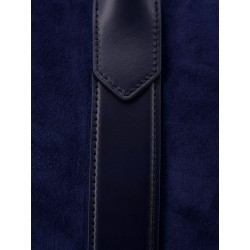 Suede travel bag with engraved logo on the front