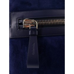 Suede backpack with maxi zip on the front