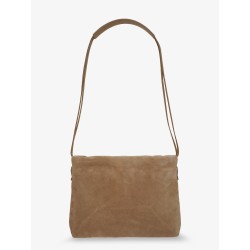 Suede shoulder bag with logo on the front