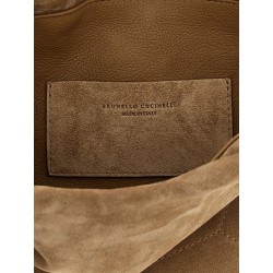 Suede shoulder bag with logo on the front