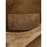 Suede shoulder bag with logo on the front