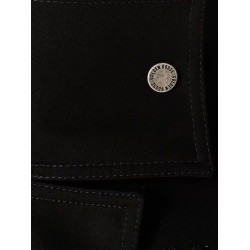 Black denim jacket with floral details in sequins and crystals