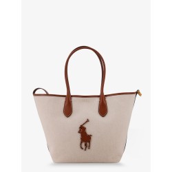 Canvas shoulder bag with front logo patch