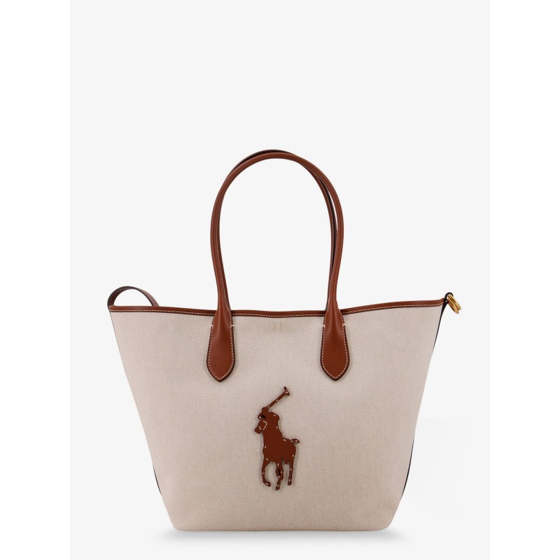 Canvas shoulder bag with front logo patch