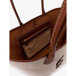 Canvas shoulder bag with front logo patch