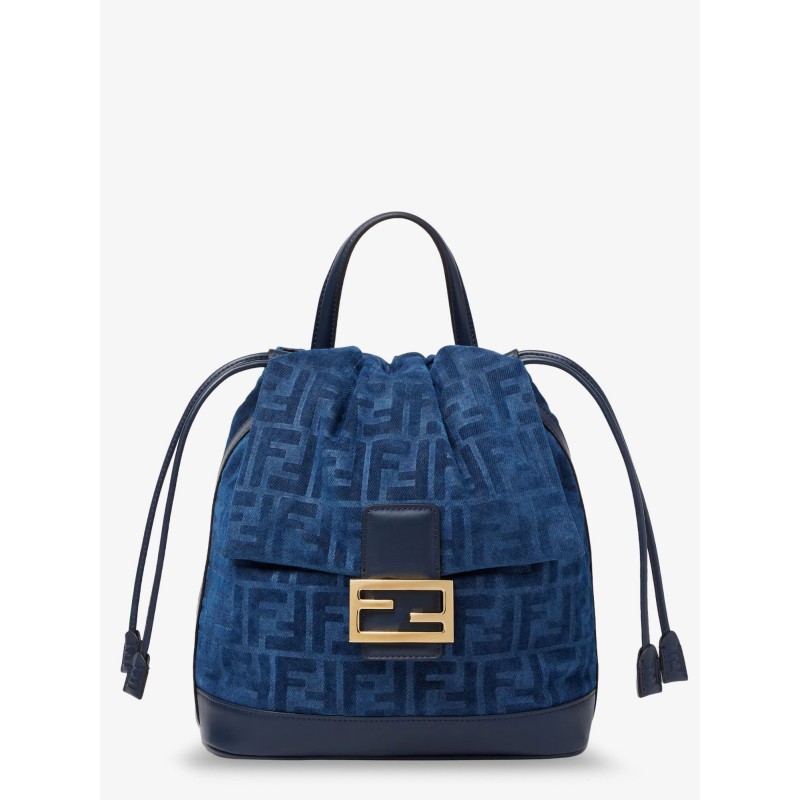 Denim backpack with flocked FF detail