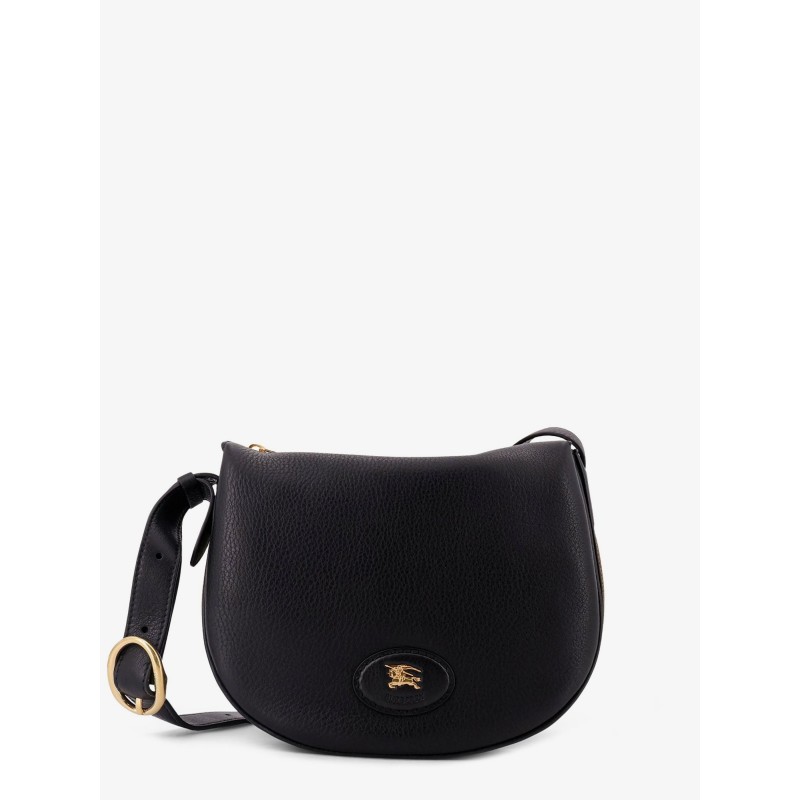 Hammered leather crossbody bag with logo patch