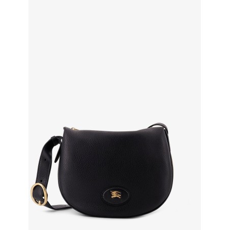 Hammered leather crossbody bag with logo patch