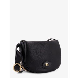 Hammered leather crossbody bag with logo patch