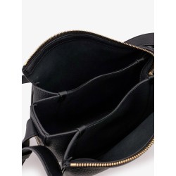 Hammered leather crossbody bag with logo patch