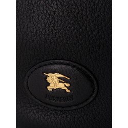 Hammered leather crossbody bag with logo patch