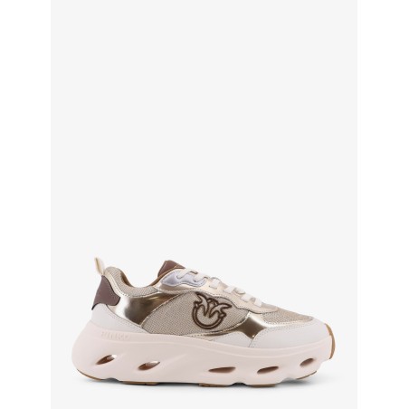 Pink leather sneakers with nylon inserts