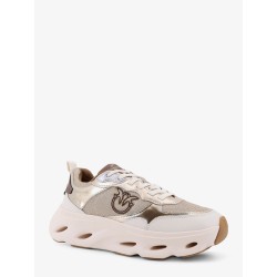 Pink leather sneakers with nylon inserts