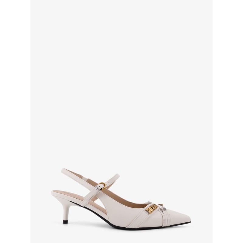 Gloria 18 leather pump with metal lettering detail