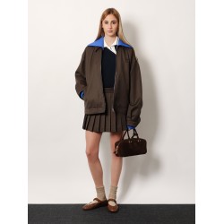 Cotton polo shirt with asymmetric metal zip detail