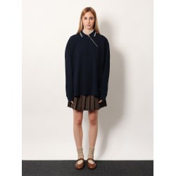 Cotton polo shirt with asymmetric metal zip detail