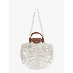 Le Pliage Filet L mesh and leather shoulder bag