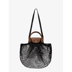 Le Pliage Filet L mesh and leather shoulder bag