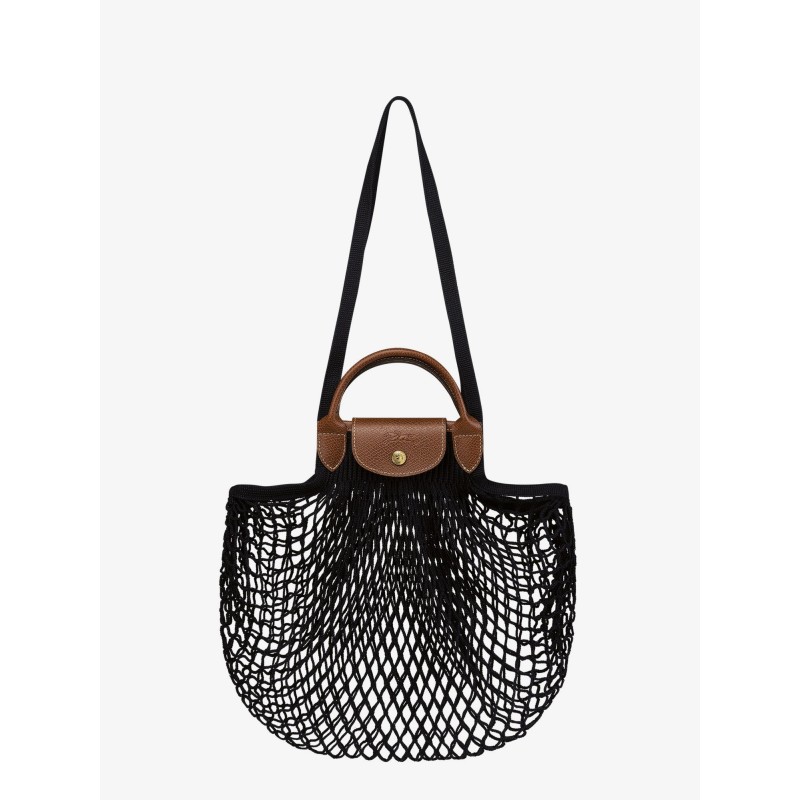 Le Pliage Filet L mesh and leather shoulder bag