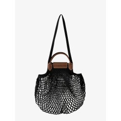 Le Pliage Filet L mesh and leather shoulder bag